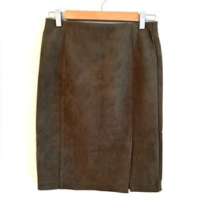 Premise Faux Suede Pencil Skirt in Olive Size XS